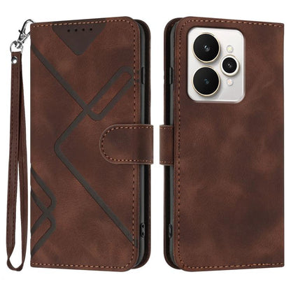 Line Pattern Skin Feel Leather Phone Case, For Realme P4 5G, For Realme 15T 5G, For Realme C71 India, For Realme 15 5G / Realme 15 Pro 5G