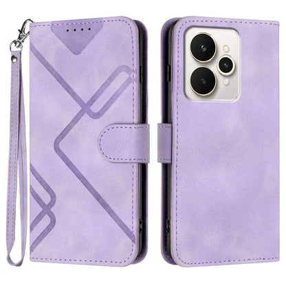Line Pattern Skin Feel Leather Phone Case, For Realme P4 5G, For Realme 15T 5G, For Realme C71 India, For Realme 15 5G / Realme 15 Pro 5G