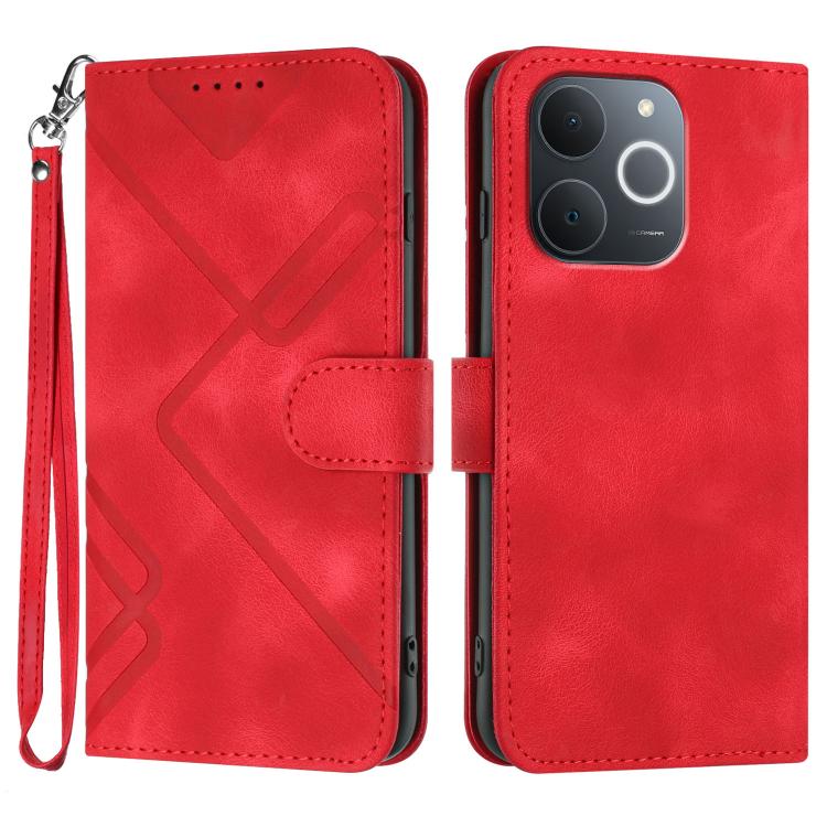 Line Pattern Skin Feel Leather Phone Case, For Realme P4 5G, For Realme 15T 5G, For Realme C71 India, For Realme 15 5G / Realme 15 Pro 5G