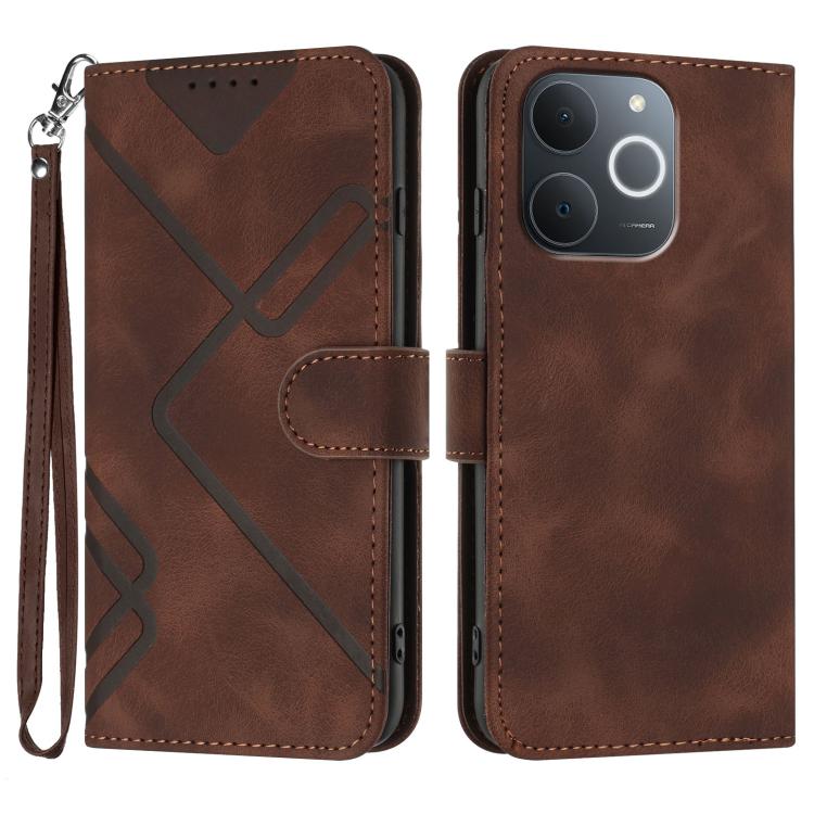 Line Pattern Skin Feel Leather Phone Case, For Realme P4 5G, For Realme 15T 5G, For Realme C71 India, For Realme 15 5G / Realme 15 Pro 5G