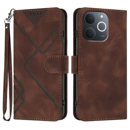 Line Pattern Skin Feel Leather Phone Case, For Realme P4 5G, For Realme 15T 5G, For Realme C71 India, For Realme 15 5G / Realme 15 Pro 5G