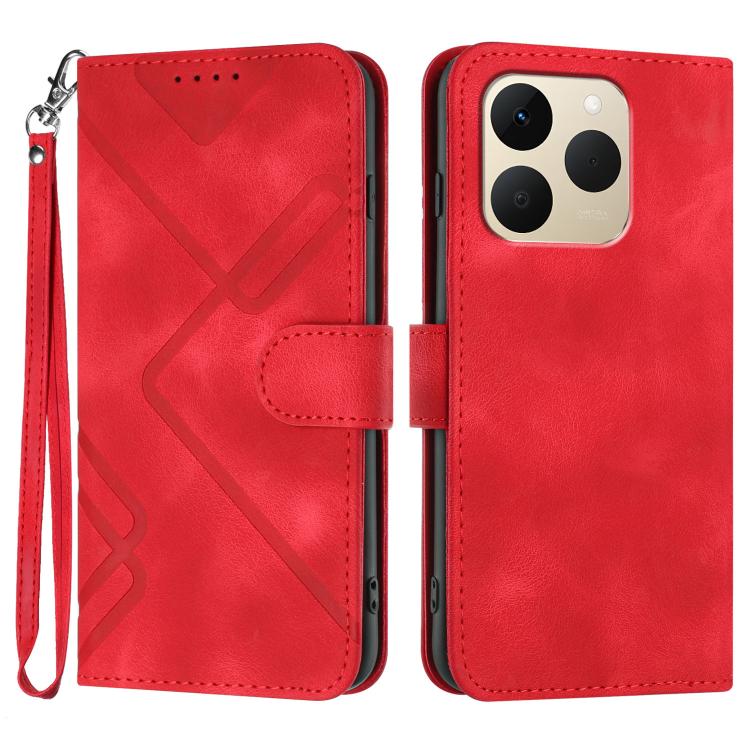 Line Pattern Skin Feel Leather Phone Case, For Realme P4 5G, For Realme 15T 5G, For Realme C71 India, For Realme 15 5G / Realme 15 Pro 5G