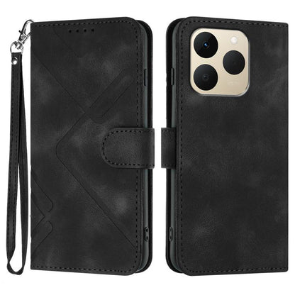 Line Pattern Skin Feel Leather Phone Case, For Realme P4 5G, For Realme 15T 5G, For Realme C71 India, For Realme 15 5G / Realme 15 Pro 5G