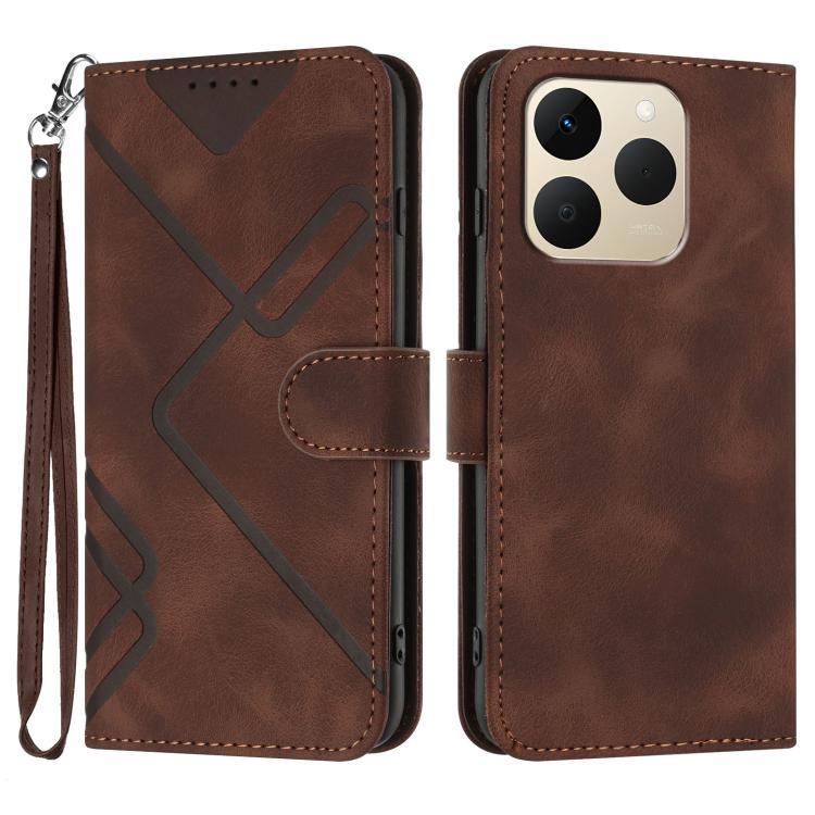 Line Pattern Skin Feel Leather Phone Case, For Realme P4 5G, For Realme 15T 5G, For Realme C71 India, For Realme 15 5G / Realme 15 Pro 5G