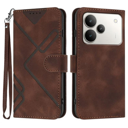 Line Pattern Skin Feel Leather Phone Case, For Realme P4 5G, For Realme 15T 5G, For Realme C71 India, For Realme 15 5G / Realme 15 Pro 5G