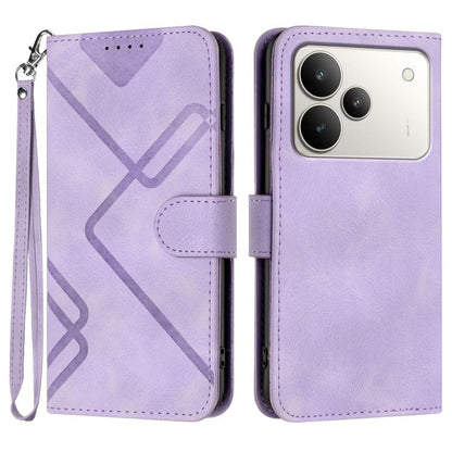 Line Pattern Skin Feel Leather Phone Case, For Realme P4 5G, For Realme 15T 5G, For Realme C71 India, For Realme 15 5G / Realme 15 Pro 5G
