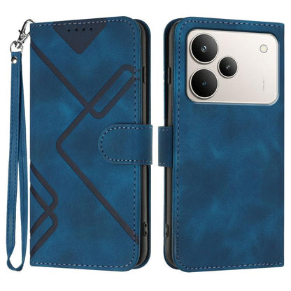 Line Pattern Skin Feel Leather Phone Case, For Realme 16T 5G, For Realme C100 4G, For Realme 15x 5G India / Realme C85 5G, For Realme P4 Pro 5G