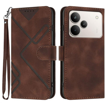 Line Pattern Skin Feel Leather Phone Case, For Realme 16T 5G, For Realme C100 4G, For Realme 15x 5G India / Realme C85 5G, For Realme P4 Pro 5G
