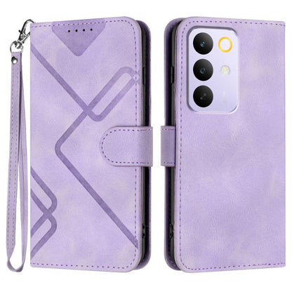 Line Pattern Skin Feel Leather Phone Case, For Realme 16T 5G, For Realme C100 4G, For Realme 15x 5G India / Realme C85 5G, For Realme P4 Pro 5G