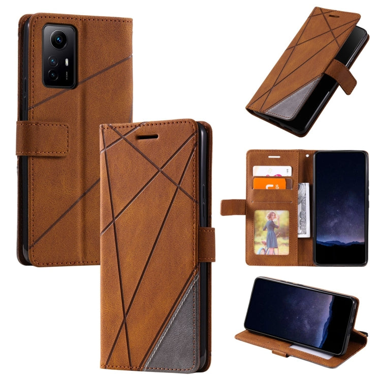 Skin Feel Splicing Leather Phone Case, For Redmi 12 4G, For Xiaomi POCO F5, For Redmi K60 / K60 Pro, For Redmi Note 12S 4G Global