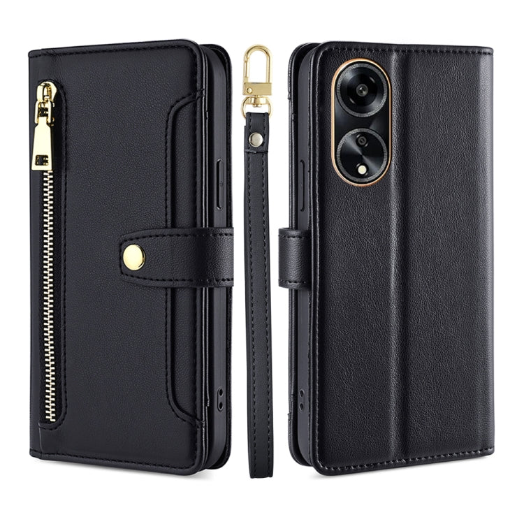 Sheep Texture Cross-body Zipper Wallet Leather Phone Case, For OPPO A78 4G, For OPPO Reno10 Pro+ 5G, For OPPO A1 5G, For OPPO Reno8 T 4G