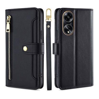 Sheep Texture Cross-body Zipper Wallet Leather Phone Case, For OPPO A78 4G, For OPPO Reno10 Pro+ 5G, For OPPO A1 5G, For OPPO Reno8 T 4G