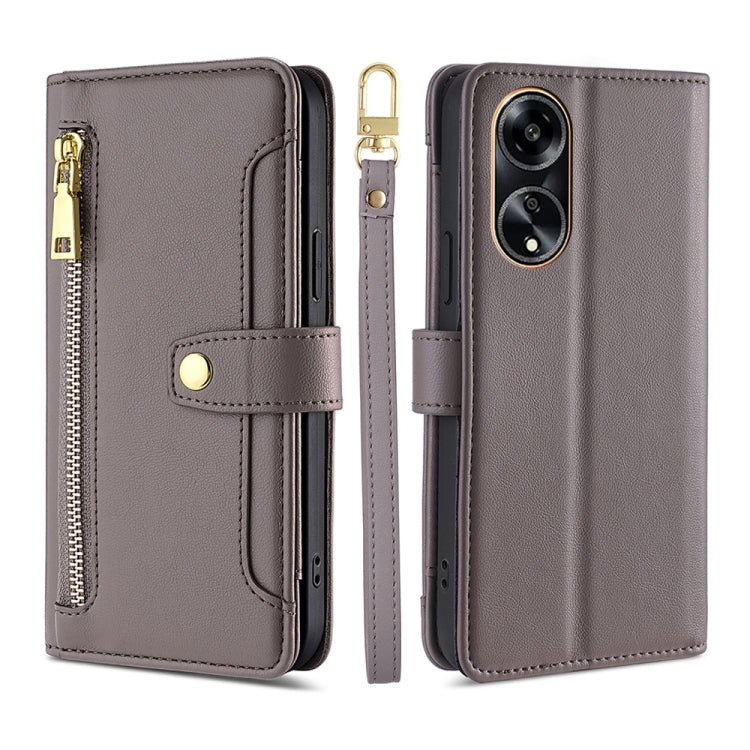 Sheep Texture Cross-body Zipper Wallet Leather Phone Case, For OPPO A78 4G, For OPPO Reno10 Pro+ 5G, For OPPO A1 5G, For OPPO Reno8 T 4G