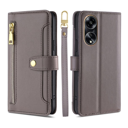 Sheep Texture Cross-body Zipper Wallet Leather Phone Case, For OPPO A78 4G, For OPPO Reno10 Pro+ 5G, For OPPO A1 5G, For OPPO Reno8 T 4G