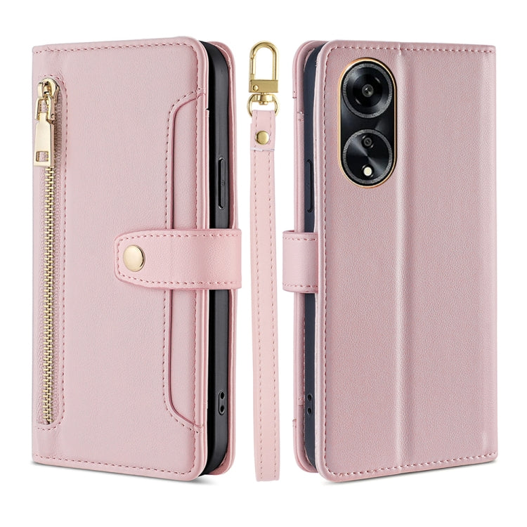 Sheep Texture Cross-body Zipper Wallet Leather Phone Case, For OPPO A78 4G, For OPPO Reno10 Pro+ 5G, For OPPO A1 5G, For OPPO Reno8 T 4G