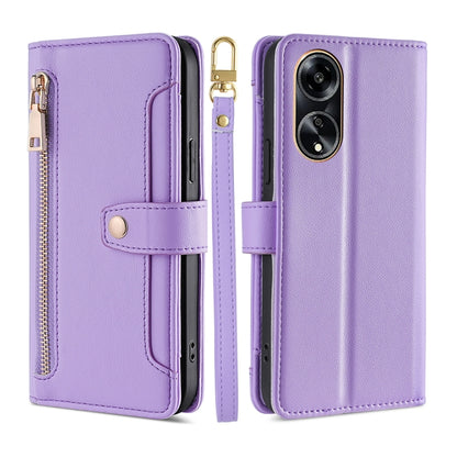 Sheep Texture Cross-body Zipper Wallet Leather Phone Case, For OPPO A78 4G, For OPPO Reno10 Pro+ 5G, For OPPO A1 5G, For OPPO Reno8 T 4G