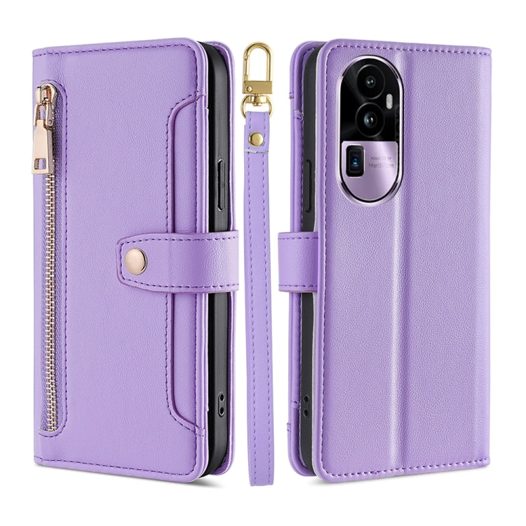 Sheep Texture Cross-body Zipper Wallet Leather Phone Case, For OPPO A78 4G, For OPPO Reno10 Pro+ 5G, For OPPO A1 5G, For OPPO Reno8 T 4G