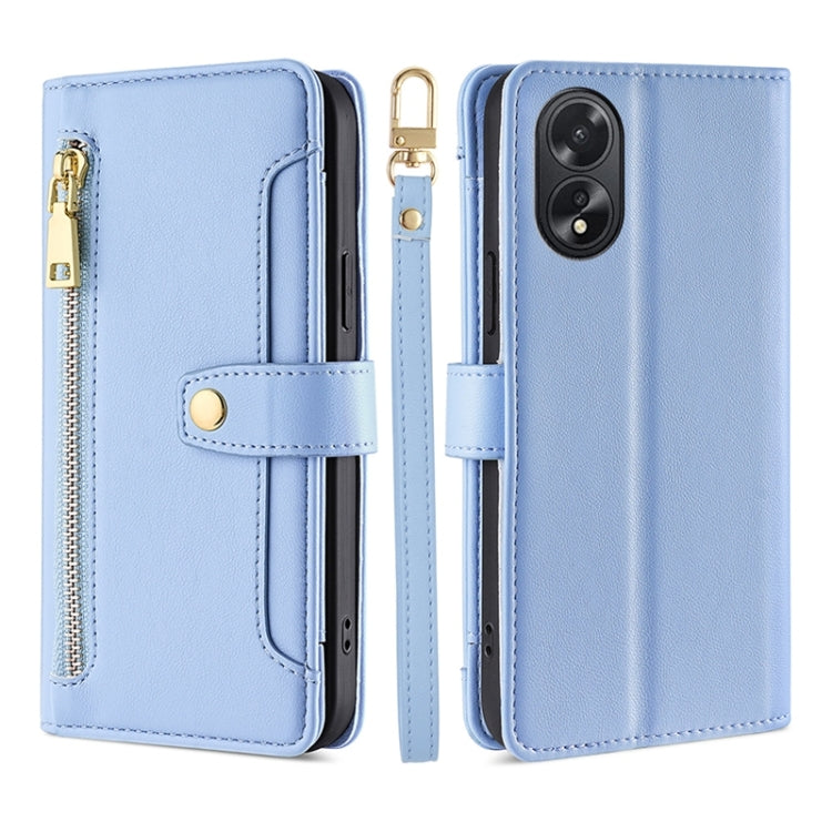 Sheep Texture Cross-body Zipper Wallet Leather Phone Case, For OPPO Reno11 F 5G, For OPPO Find X7 5G, For OPPO Find X7 Ultra 5G, For OPPO A38 4G / A18 4G
