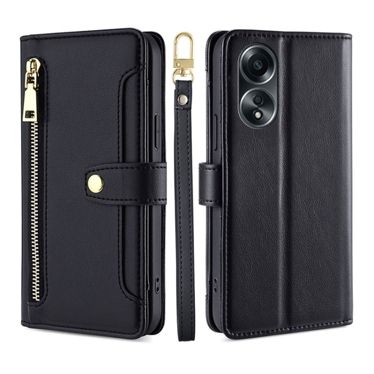 Sheep Texture Cross-body Zipper Wallet Leather Phone Case, For OPPO A2 Pro 5G, For OPPO A58 4G, For OPPO Reno10 5G / Reno10 Pro 5G Global, For OPPO Reno10 5G Global