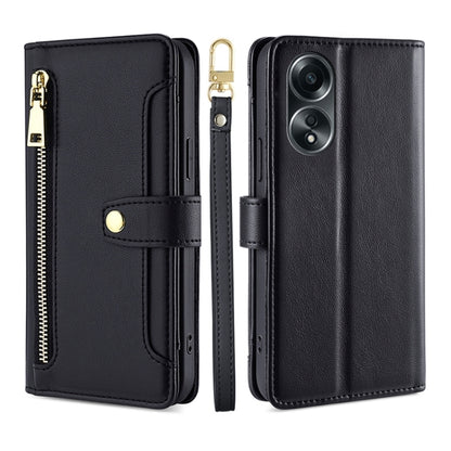 Sheep Texture Cross-body Zipper Wallet Leather Phone Case, For OPPO A2 Pro 5G, For OPPO A58 4G, For OPPO Reno10 5G / Reno10 Pro 5G Global, For OPPO Reno10 5G Global
