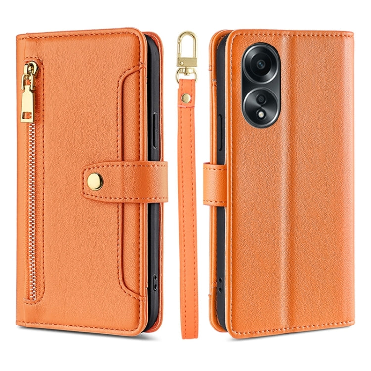 Sheep Texture Cross-body Zipper Wallet Leather Phone Case, For OPPO A2 Pro 5G, For OPPO A58 4G, For OPPO Reno10 5G / Reno10 Pro 5G Global, For OPPO Reno10 5G Global