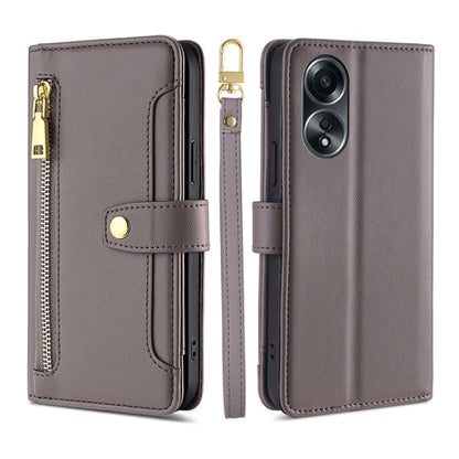 Sheep Texture Cross-body Zipper Wallet Leather Phone Case, For OPPO A2 Pro 5G, For OPPO A58 4G, For OPPO Reno10 5G / Reno10 Pro 5G Global, For OPPO Reno10 5G Global