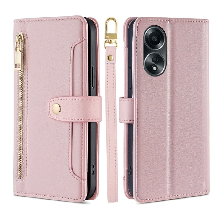Sheep Texture Cross-body Zipper Wallet Leather Phone Case, For OPPO A2 Pro 5G, For OPPO A58 4G, For OPPO Reno10 5G / Reno10 Pro 5G Global, For OPPO Reno10 5G Global