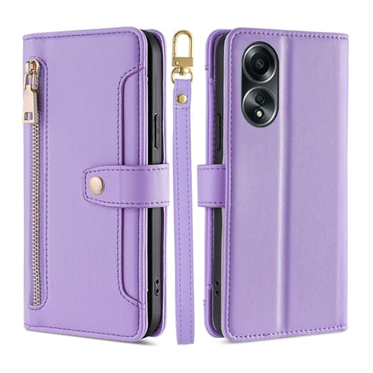 Sheep Texture Cross-body Zipper Wallet Leather Phone Case, For OPPO A2 Pro 5G, For OPPO A58 4G, For OPPO Reno10 5G / Reno10 Pro 5G Global, For OPPO Reno10 5G Global