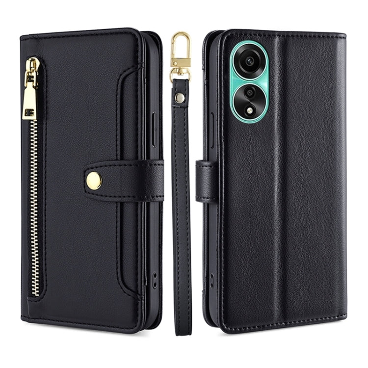 Sheep Texture Cross-body Zipper Wallet Leather Phone Case, For OPPO A78 4G, For OPPO Reno10 Pro+ 5G, For OPPO A1 5G, For OPPO Reno8 T 4G