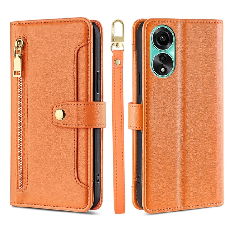 Sheep Texture Cross-body Zipper Wallet Leather Phone Case, For OPPO A78 4G, For OPPO Reno10 Pro+ 5G, For OPPO A1 5G, For OPPO Reno8 T 4G