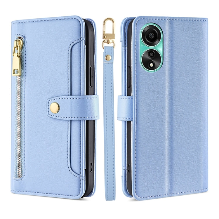 Sheep Texture Cross-body Zipper Wallet Leather Phone Case, For OPPO A78 4G, For OPPO Reno10 Pro+ 5G, For OPPO A1 5G, For OPPO Reno8 T 4G
