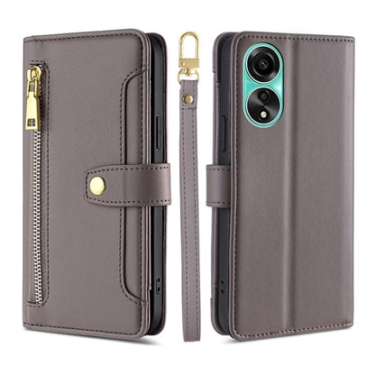 Sheep Texture Cross-body Zipper Wallet Leather Phone Case, For OPPO A78 4G, For OPPO Reno10 Pro+ 5G, For OPPO A1 5G, For OPPO Reno8 T 4G