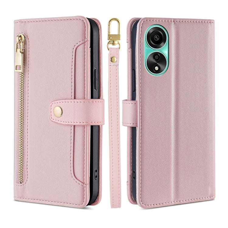 Sheep Texture Cross-body Zipper Wallet Leather Phone Case, For OPPO A78 4G, For OPPO Reno10 Pro+ 5G, For OPPO A1 5G, For OPPO Reno8 T 4G