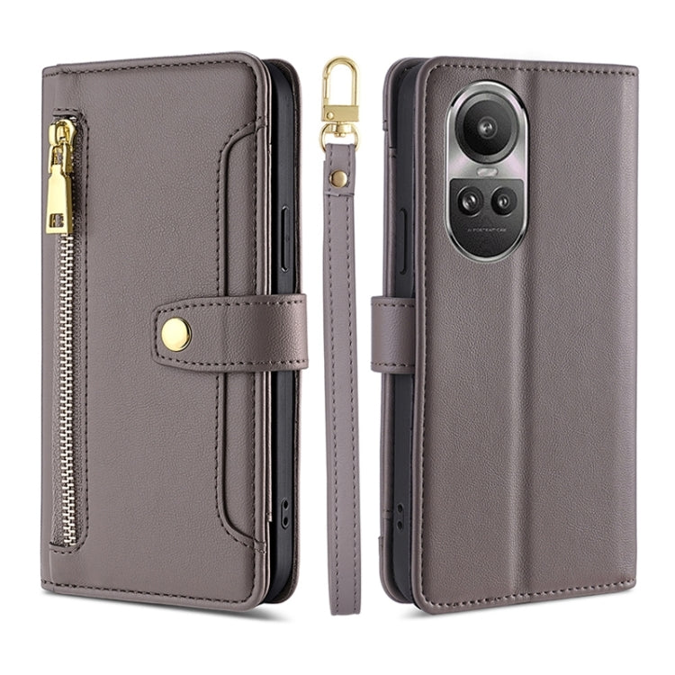 Sheep Texture Cross-body Zipper Wallet Leather Phone Case, For OPPO A2 Pro 5G, For OPPO A58 4G, For OPPO Reno10 5G / Reno10 Pro 5G Global, For OPPO Reno10 5G Global