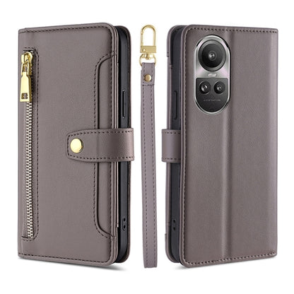 Sheep Texture Cross-body Zipper Wallet Leather Phone Case, For OPPO A2 Pro 5G, For OPPO A58 4G, For OPPO Reno10 5G / Reno10 Pro 5G Global, For OPPO Reno10 5G Global