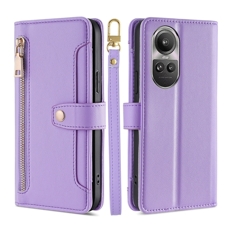 Sheep Texture Cross-body Zipper Wallet Leather Phone Case, For OPPO A2 Pro 5G, For OPPO A58 4G, For OPPO Reno10 5G / Reno10 Pro 5G Global, For OPPO Reno10 5G Global