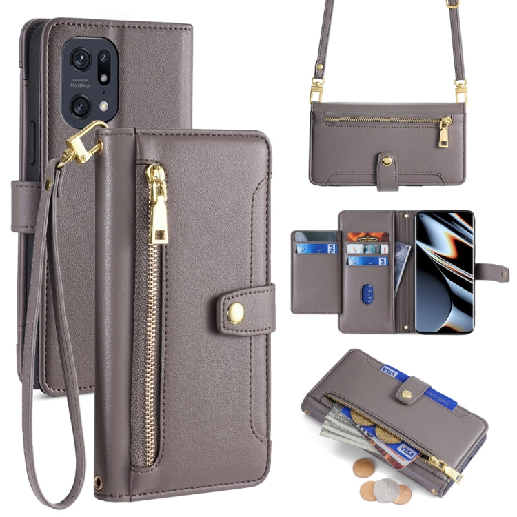 Sheep Texture Cross-body Zipper Wallet Leather Phone Case, For OPPO Reno8 T 5G / A1 Pro 5G, For OPPO Reno7 4G / F21 Pro 4G, For OPPO Find X5 Pro