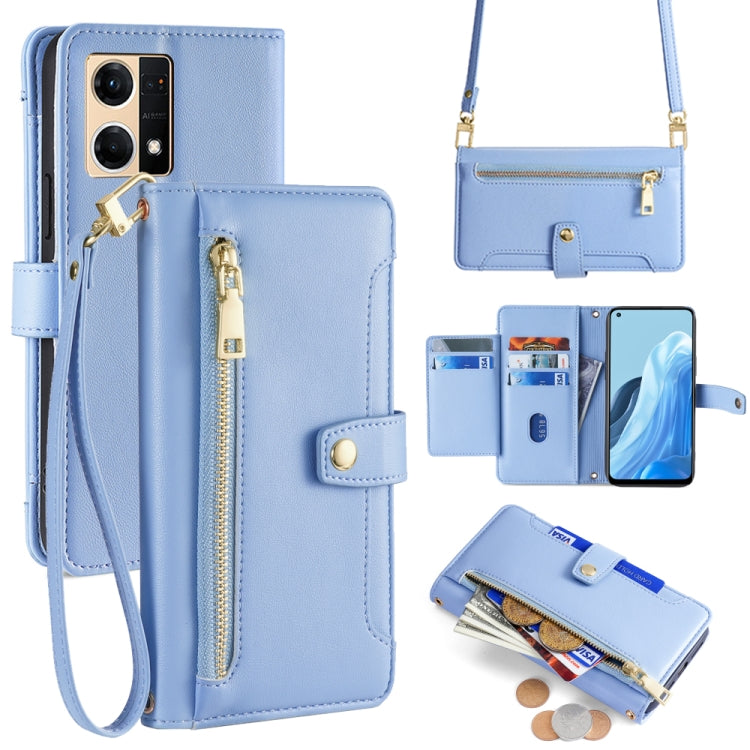 Sheep Texture Cross-body Zipper Wallet Leather Phone Case, For OPPO Reno8 T 5G / A1 Pro 5G, For OPPO Reno7 4G / F21 Pro 4G, For OPPO Find X5 Pro