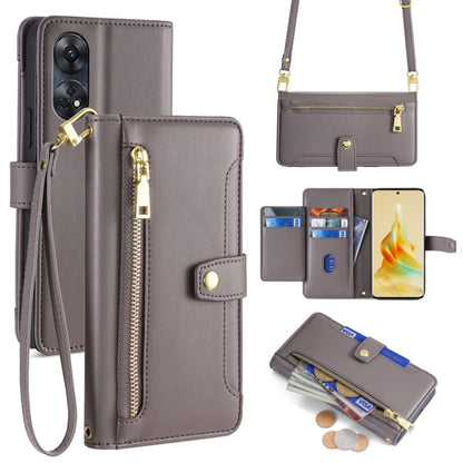 Sheep Texture Cross-body Zipper Wallet Leather Phone Case, For OPPO A78 4G, For OPPO Reno10 Pro+ 5G, For OPPO A1 5G, For OPPO Reno8 T 4G