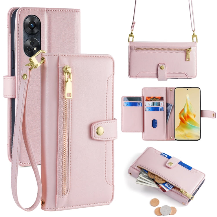 Sheep Texture Cross-body Zipper Wallet Leather Phone Case, For OPPO A78 4G, For OPPO Reno10 Pro+ 5G, For OPPO A1 5G, For OPPO Reno8 T 4G