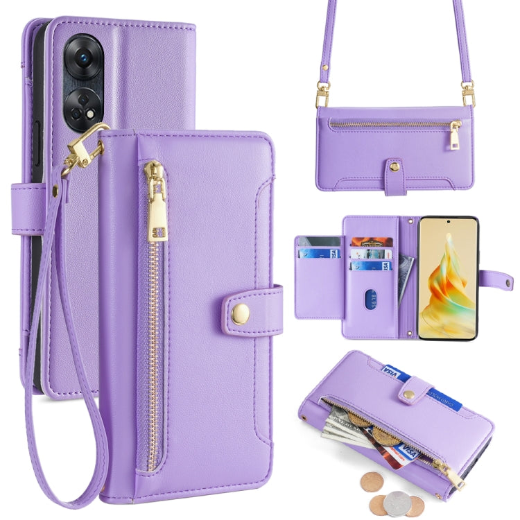 Sheep Texture Cross-body Zipper Wallet Leather Phone Case, For OPPO A78 4G, For OPPO Reno10 Pro+ 5G, For OPPO A1 5G, For OPPO Reno8 T 4G
