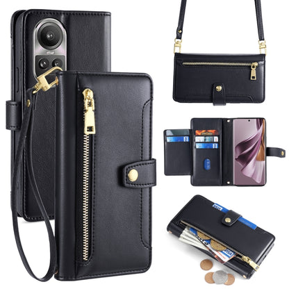Sheep Texture Cross-body Zipper Wallet Leather Phone Case, For OPPO A2 Pro 5G, For OPPO A58 4G, For OPPO Reno10 5G / Reno10 Pro 5G Global, For OPPO Reno10 5G Global