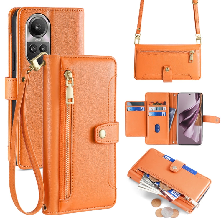 Sheep Texture Cross-body Zipper Wallet Leather Phone Case, For OPPO A2 Pro 5G, For OPPO A58 4G, For OPPO Reno10 5G / Reno10 Pro 5G Global, For OPPO Reno10 5G Global