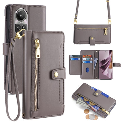 Sheep Texture Cross-body Zipper Wallet Leather Phone Case, For OPPO A2 Pro 5G, For OPPO A58 4G, For OPPO Reno10 5G / Reno10 Pro 5G Global, For OPPO Reno10 5G Global