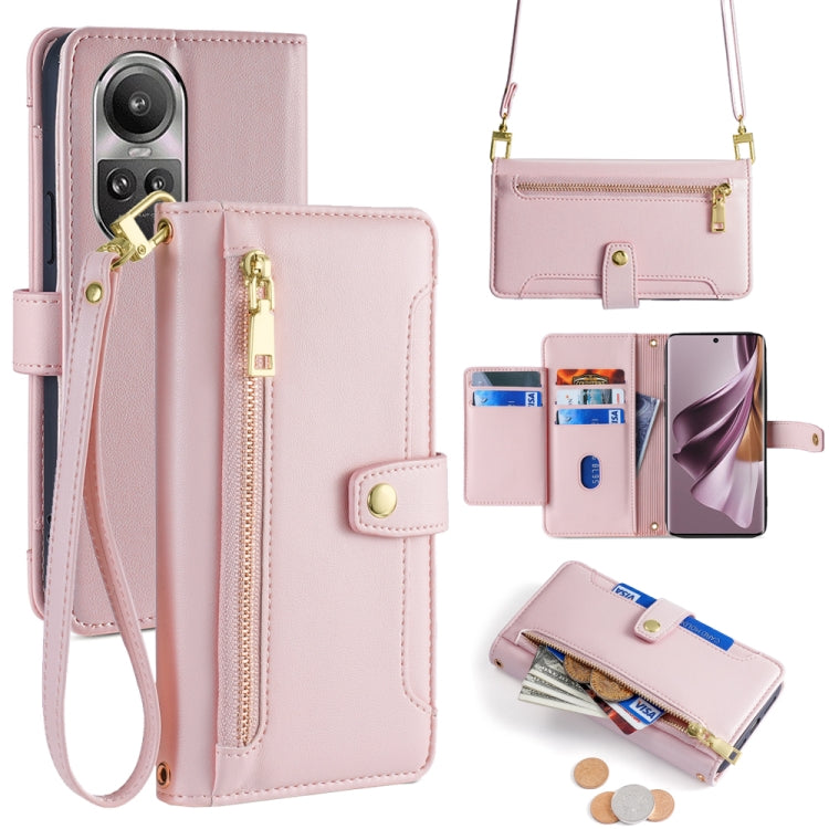 Sheep Texture Cross-body Zipper Wallet Leather Phone Case, For OPPO A2 Pro 5G, For OPPO A58 4G, For OPPO Reno10 5G / Reno10 Pro 5G Global, For OPPO Reno10 5G Global