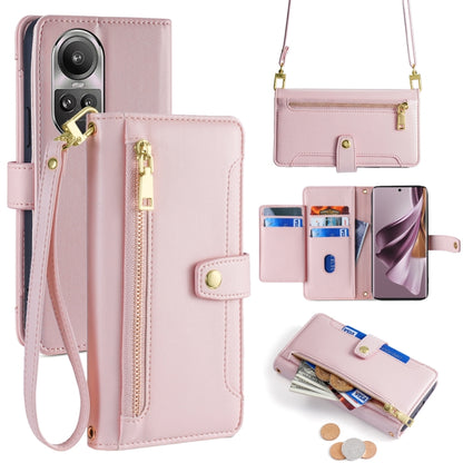 Sheep Texture Cross-body Zipper Wallet Leather Phone Case, For OPPO A2 Pro 5G, For OPPO A58 4G, For OPPO Reno10 5G / Reno10 Pro 5G Global, For OPPO Reno10 5G Global
