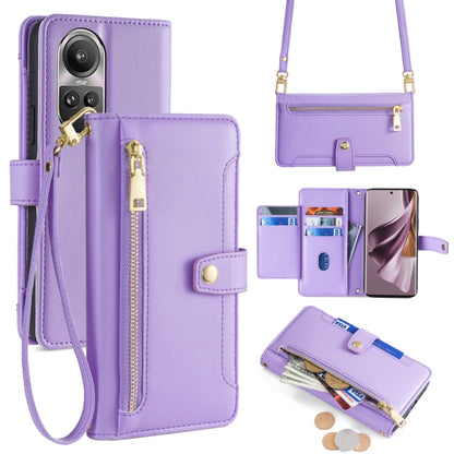 Sheep Texture Cross-body Zipper Wallet Leather Phone Case, For OPPO A2 Pro 5G, For OPPO A58 4G, For OPPO Reno10 5G / Reno10 Pro 5G Global, For OPPO Reno10 5G Global
