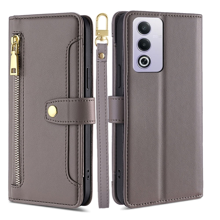 Sheep Texture Cross-body Zipper Wallet Leather Phone Case, For OPPO Reno12 F 5G, For OPPO A3 Pro 5G India, For OPPO Reno12 5G Global, For OPPO A60 4G Global