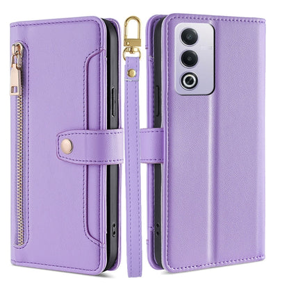 Sheep Texture Cross-body Zipper Wallet Leather Phone Case, For OPPO Reno12 F 5G, For OPPO A3 Pro 5G India, For OPPO Reno12 5G Global, For OPPO A60 4G Global