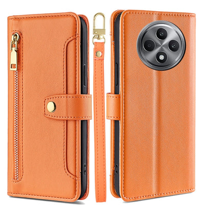 Sheep Texture Cross-body Zipper Wallet Leather Phone Case, For OPPO Reno12 F 5G, For OPPO A3 Pro 5G India, For OPPO Reno12 5G Global, For OPPO A60 4G Global